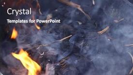  Presentation with charcoal - Slide set consisting of hot fire black wood charcoal in big round bbq background and a tawny brown colored foreground