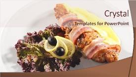  Presentation with hot sauce - Slides featuring hot fish dishes - salmon steak and bacon wraps with lemon sauce background and a lemonade colored foreground