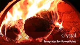  Presentation with lilac flowers bunch over wood - Slide deck enhanced with hot flame of burning wood background and a tawny brown colored foreground