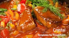  Presentation with hot sauce - Amazing slide deck having hot food - meat under a red sauce backdrop and a crimson colored foreground