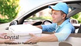  Presentation with delivery boy - Presentation with hot food - pizza delivery boy with pizza background and a coral colored foreground