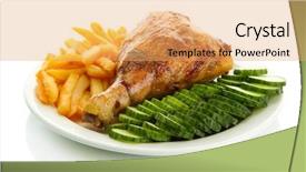  Presentation with food chicken - Audience pleasing theme consisting of hot food - roast chicken with french fries backdrop and a  colored foreground