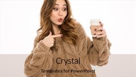  Presentation with poster on white wall above - Beautiful slide deck featuring hot girls - beautiful young cute lady dressed backdrop and a coral colored foreground