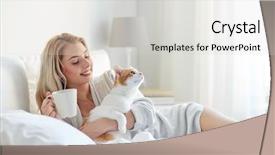  Presentation with pets - PPT theme having hot girls - pets morning comfort rest background and a light gray colored foreground