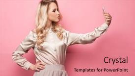  Presentation with indian woman face beauty - PPT layouts consisting of hot girls - portrait of beautifu smiling blond background and a coral colored foreground