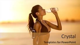  Presentation with health woman running female runner - Slide set having hot girls - running woman female runner jogging background and a gold colored foreground