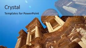  Presentation with petra - Presentation theme consisting of reflecting god - ancient temple in petra jordan background and a light blue colored foreground