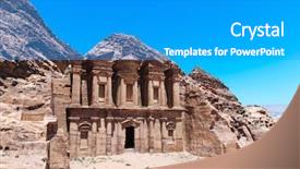  Presentation with petra - Beautiful presentation theme featuring ancient temple in petra jordan backdrop and a teal colored foreground
