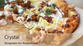  Presentation with chicken little chicks - Theme with pizza buffalo chicken pizza background and a coral colored foreground