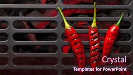  Presentation with pepper - Beautiful presentation theme featuring hot-grilled-chili-pepper backdrop and a wine colored foreground