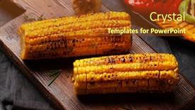  Presentation with cutting board - Cool new slide set with hot-grilled-corn-on-cutting backdrop and a tawny brown colored foreground