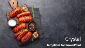  Presentation with sausages - Audience pleasing slides consisting of hot-grilled-sausages-on-wooden backdrop and a dark gray colored foreground