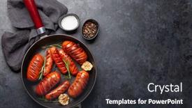  Presentation with sausages - Slide deck enhanced with hot-grilled-sausages background and a dark gray colored foreground