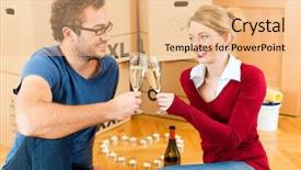  Presentation with home renovation - PPT layouts consisting of hot house - young couple moving background and a  colored foreground