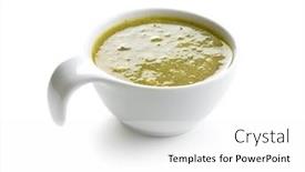  Presentation with jalapeno - Presentation design having hot jalapeno sauce green chilli sauce in bowl isolated on white background background and a white colored foreground