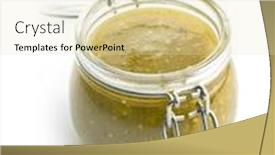  Presentation with jalapeno - Cool new presentation design with hot jalapeno sauce green chilli sauce in jar isolated on white background backdrop and a soft green colored foreground