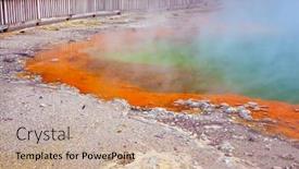  Presentation with geothermal - Beautiful PPT theme featuring hot-lake-with-gas-bubbles backdrop and a mint green colored foreground