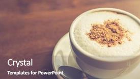  Presentation with vintage art - Presentation design featuring hot latte art coffee on table filtered image processed vintage effect background and a violet colored foreground