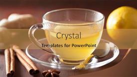  Presentation with hot tea - Amazing PPT theme having hot-lemon-ginger-cinnamon-tea backdrop and a yellow colored foreground