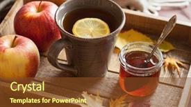  Presentation with hot tea - Cool new slides with hot lemon honey tea warming backdrop and a tawny brown colored foreground