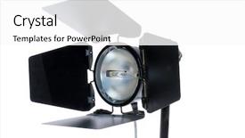  Presentation with movie studio - PPT theme featuring genuine photo studio hot lights with barn doors on a tripod on a white background these lights are used for photo studios and video or movie shoots this style does get hot and thus the nick name background and a white colored foreground