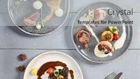  Presentation with pork bacon - PPT theme consisting of hot-meals-meat-appetizers background and a light gray colored foreground