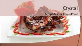  Presentation with hot sauce - Colorful slides enhanced with hot meat dishes - bbq ribs backdrop and a coral colored foreground