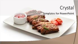  Presentation with meat - Slides consisting of hot meat dishes - pork ribs background and a white colored foreground