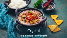  Presentation with mexican chili - Slides with hot-mexican-chili-con-carne background and a ocean colored foreground