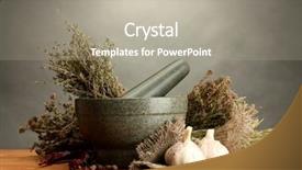 Presentation with mortar - Audience pleasing PPT theme consisting of hot mix plant - dried herbs in mortar backdrop and a  colored foreground