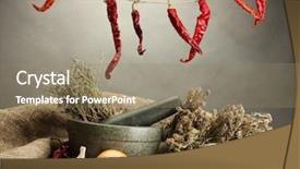  Presentation with mortar - Slide set enhanced with hot mix plant - dried herbs in mortar background and a coral colored foreground