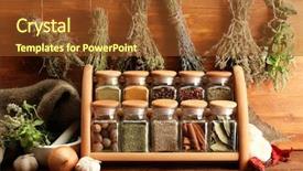  Presentation with set of dried herbs - Beautiful PPT theme featuring hot mix plant - dried herbs spices backdrop and a tawny brown colored foreground