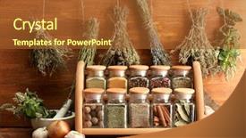  Presentation with set of dried herbs - Audience pleasing slides consisting of hot mix plant - dried herbs spices backdrop and a red colored foreground