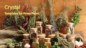  Presentation with herbs - Amazing PPT theme having hot mix plant - dried herbs spices backdrop and a red colored foreground