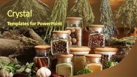  Presentation with herbs - Slides enhanced with hot mix plant - dried herbs spices background and a tawny brown colored foreground