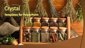  Presentation with pepper - Colorful slide set enhanced with hot mix plant - dried herbs spices backdrop and a tawny brown colored foreground