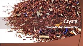  Presentation with tea plant - Audience pleasing theme consisting of hot mix plant - pile of rooibos tea backdrop and a tawny brown colored foreground