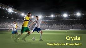  Presentation with soccer - Slide deck with hot moments of soccer match background and a tawny brown colored foreground