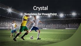  Presentation with soccer - Cool new PPT layouts with hot moments of soccer match backdrop and a dark gray colored foreground