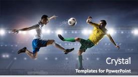  Presentation with soccer - Cool new PPT layouts with hot moments of soccer match backdrop and a ocean colored foreground
