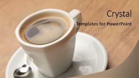  Presentation with cup coffee - Theme featuring hot mug - cup of coffee background and a coral colored foreground