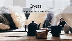  Presentation with living life - Presentation design enhanced with hot mug - still life details of nordic background and a sky blue colored foreground