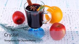  Presentation with mulled wine - Colorful slide deck enhanced with hot mulled wine with fruit backdrop and a teal colored foreground