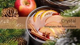  Presentation with mulled wine - PPT theme with hot-mulled-wine-with-fruits background and a coral colored foreground