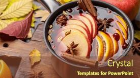  Presentation with mulled wine - Slides with hot-mulled-wine-with-fruits background and a tawny brown colored foreground