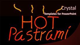  Presentation with neon - Beautiful slides featuring hot-pastrami-sandwich-neon-sign backdrop and a  colored foreground