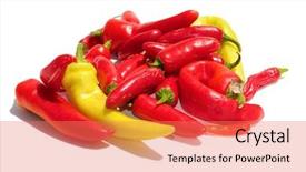  Presentation with peppers - Cool new presentation design with hot peppers of different type backdrop and a coral colored foreground