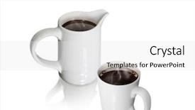  Presentation with cup of lemon tea - Presentation theme with congrat s - rear view of lad background and a  colored foreground.