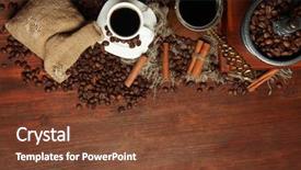  Presentation with coffee beans - Audience pleasing presentation design consisting of hot pot - coffee beans metal turk backdrop and a tawny brown colored foreground