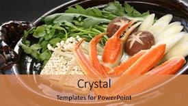  Presentation with steamboat - Presentation theme enhanced with hot pot - crab nabemono japanese steamboat dish background and a gold colored foreground